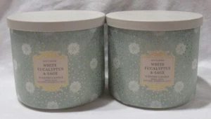 White Barn Bath & Body Works 3-wick Scented Candle Set 2 WHITE EUCALYPTUS & SAGE - Picture 1 of 4