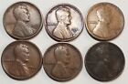 Six Early San Francisco Lincoln Wheat Cents...10s, 11s, 12s, 13s, 14s, 15s