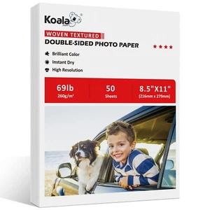 Koala Double Sided Woven Textured Thick Cardstock Printer Photo Paper 8.5x11 50P - Picture 1 of 9