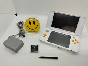 New Nintendo 2DS XL LL White & Orange w/Box Manual Adapter Tested Good Japan - Picture 1 of 10