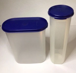 Soporte de espagueti modular Tupperware Mates y recipiente ovalado tapa azul transparente de colección - Imagen 1 de 24