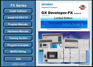 PLC Software Mitsubishi GX Developer Programming CD w BONUS FX Training Course - Picture 1 of 8