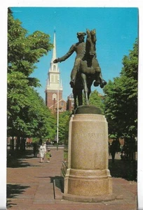 Vtg Postcard - The Statue of Paul Revere - Boston, Massachusetts - Imagen 1 de 2