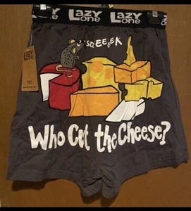 Small - NEW Lazy One Boxers WHO CUT THE CHEESE Shorts PJ Briefs Mice Unisex - Picture 1 of 6