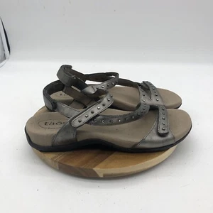 Taos Dazzle Damen-Sandalen 9 silber Leder Riemchen Nieten Freizeitschuh - Bild 1 von 11