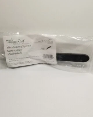 Pampered Chef Mini Serving Spatula 2621 Stainless Steel Black Handle 1½" x 3¼" - Image 1 of 4