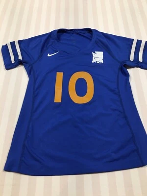 Camiseta deportiva de fútbol de práctica juvenil mediana Nike para niñas, azul con gráficos #10 y NPJ Foto 1 de 4