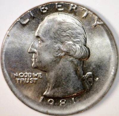 1981 ERROR OFF CENTER Washington Quarter Nice BU + O/C Coin LOT #5   NR - Image 1 of 2