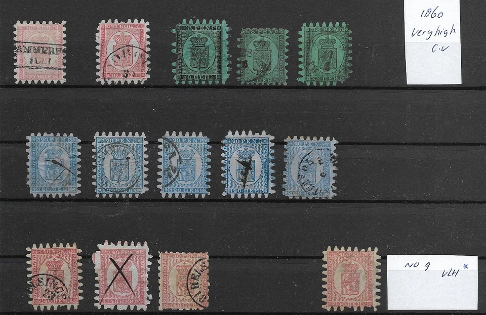 FINLAND  @ 1860 Serpentines Shades and varia  INTERESTING  Nice Priced @ Fi.36 - Image 1 of 1