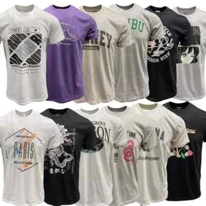 Men's Printed T-Shirts 5 Pack 100% Cotton Assorted Print Crew Neck Gym Top Tees - Picture 1 of 13