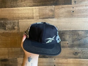 Reebok Fitted Hat Adult SZ S/M Black Gray Plaid Sewn Cap Adult Mens Dad Stretch - Picture 1 of 7