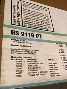 Engine Cylinder Head Gasket Set Fel-Pro HS 9118 PT Ford 1.6l 1981-85 - Picture 1 of 4
