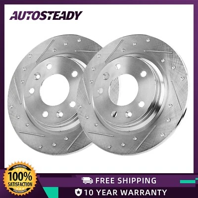 Rear Disc Brake Rotors Drilled & Slotted for 2003 - 2013 Mazda 6 2003 Protege - Imagem 1 de 4