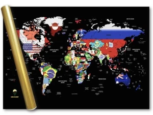 Global Walkabout World Map Size A1 Poster Brand New Black