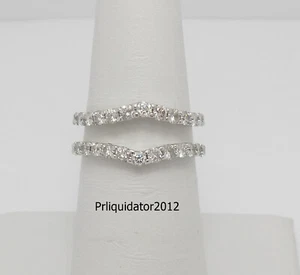 3/4CT Natural Diamond Solitaire Enhancer Guard Wrap Insert Ring 14K White Gold - Picture 1 of 13