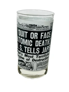Rocky Mountain News Drinking Glass Cup Mug Newspaper war Korea atomic bomb tanks - Picture 1 of 5