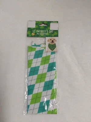 Бандана с зеленым аргайловым узором для домашних животных St. Patrick's Day размер 21,7 дюйма С ЯРЛЫКАМИ! - Изображение 1 из 4
