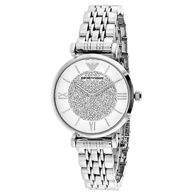Emporio Armani Gianni T-Bar White Silver Crystal Women's Wrist Watch AR1925 - image 1 of 4