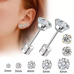 Joyería de oreja Circón cúbico Pendientes Pendientes Tornillo Trasero Dorado Plata Elegante ➳ - Imagen 1 de 14