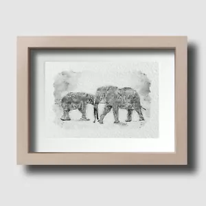 Elefant Tier Aquarell Skizze Haus Wandbild Kunstdruck ungerahmtes Bild - Bild 1 von 3