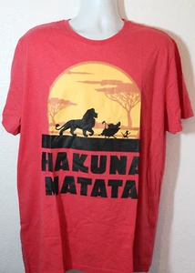 Disney Lion King Hakuna Matata Adult 2XL Tee Shirt Red Heather Cotton Tee New - Picture 1 of 3