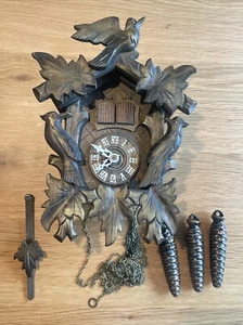 Vintage Handcrafted HONES Black Forest Cuckoo Clock With Birds Made In Germany - Picture 1 of 10