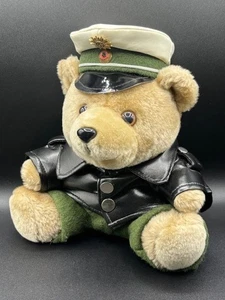 Polizei Teddybär Plüschbär Plüschfigur Stofftier mit Lederjacke & Mütze - Bild 1 von 6