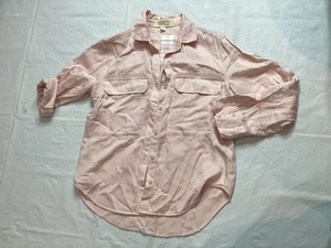 Anthropologie CLOTH & STONE Shirt Small Roll Sleeves Button Down Blouse Pink - Picture 1 of 7