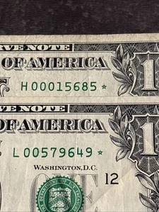 2017 STARS $1 One Dollar Two NON Consec Stars Carranza/Mnuchin Sigs VF+ STARS - Picture 1 of 11