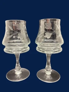 KROSNO POLAND Etched 6" Crystal Cordial, Wine, Brandy / Etched Flower Design Set - Picture 1 of 7