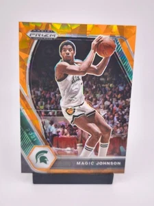 Magic Johnson ORANGE CRACKED ICE 2021 Panini Prizm Draft Picks Michigan State - Picture 1 of 2