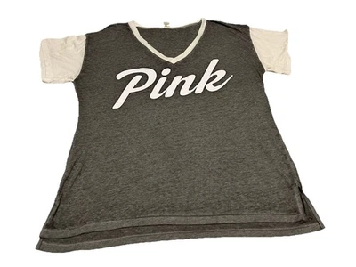 Camiseta Raglán Victoria Secret Rosa Frontal Gráfico Burnout Mujer Usada Talla Grande Foto 1 de 4