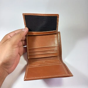 Leather Wallet Purse For Men Small Handy Pocket Size Hand Made Center Bifold - Picture 1 of 9