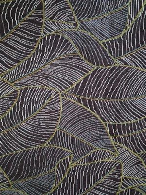 Reststück Gobelinstoff, Blätter, Herbst dunkelblau 100 x 140 - Bild 1 von 2