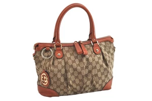 Authentic GUCCI Sukey 2Way Tote Bag GG Canvas Leather 247902 Brown 2214N - Picture 1 of 10