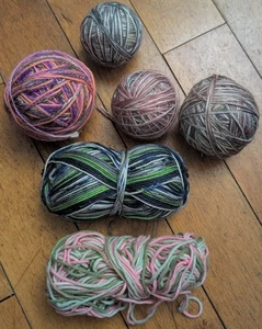 Variegated Scrap Yarn 6 Balls Lot 12oz/349g Mixed Unique Fibers & Medium 4/5 - Picture 1 of 3