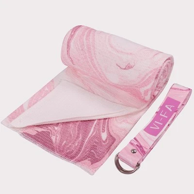 Soft Yoga Mat Towel Hot Non Slip Microfiber 68X24INCH, Marble Pink  - Image 1 of 4