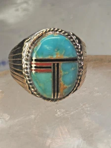 Zuni Ring Türkis Band Gr. 7,75 Sterling Silber Herren Damen - Bild 1 von 12