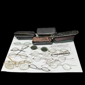 Lot Of ANTIQUE EARLY Eyeglasses Spectacles W/ Original Cases Some Gold - Picture 1 of 12