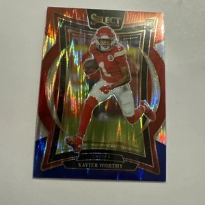 Xavier Worthy RC 2024 Select Red & Blue Shock Prizm Panini Kansas City Chiefs - Bild 1 von 2