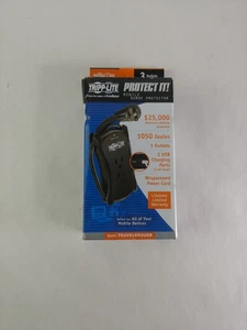 Lot of 2 New Tripp Lite TRAVELER3USB 3-Outlet Travel-Size Surge Protector with 2 - Picture 1 of 6