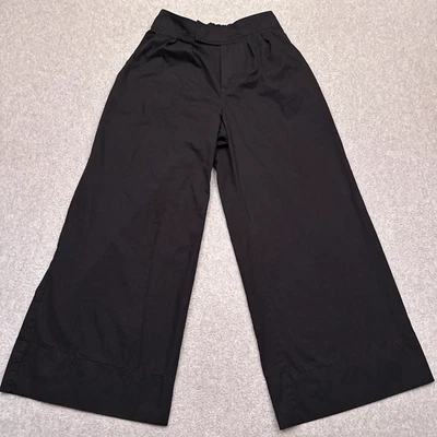 Pantalones al tobillo Anthropologie de pierna ancha para mujer 4 negros tiro alto 100 % algodón usados en excelente estado Foto 1 de 4