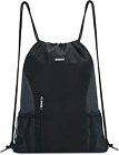 Drawstring Backpack Sports Gym Sackpack with Mesh Pockets Water Resistant String