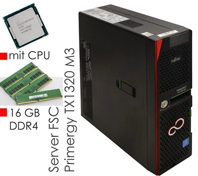 FUJITSU TX1320 M3 SERVER 16GB RAM + CPU G4560 D3307-A13 12Gb RAID CONTROLLER TX2 - Bild 1 von 4