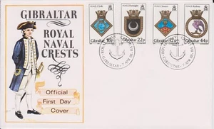 GB GIBRALTAR 1988 Royal Navy Crests/Ships Badges Series 7 SG 592/95 FDC MILITARY - Picture 1 of 1