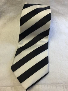 New HI-TIE HAND TAILORED SILK Black & White Striped Classic Neck Tie 59" Long - Picture 1 of 4