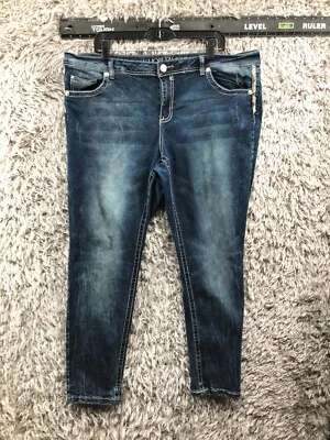 Almost Famous Skinny Jeans Plus Size 22 Womens Mid Rise Dark Wash Blue - Image 1 of 4