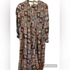 Vtg Karin Stevens Maxi Dress, Deep Purple Floral Print, Long Sleeves Size 12
