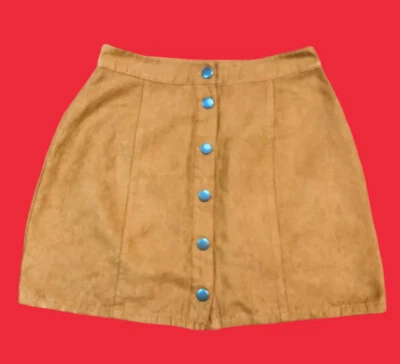 ARIZONA... Falda forrada de cuero gamuza sintética... Marrón... Talla M... Usado en excelente estado Foto 1 de 4