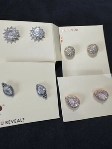 Bomb Party Simply Studs 2024 CZ ON Rose Gold,Hematite & Rhodium 4 pair - Picture 1 of 3